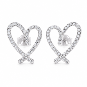 Luna Heart Silver – kolczyki srebrne 925 z cyrkoniowymi sercami
