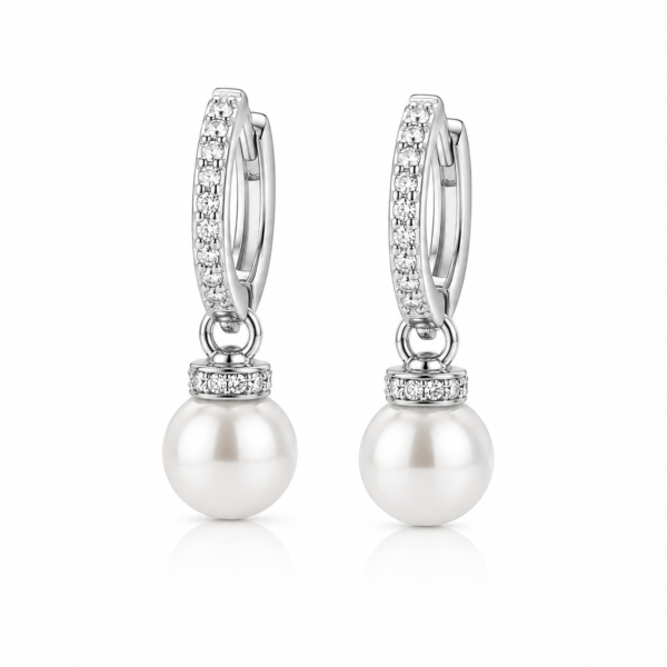 Kolczyki Pearl Harmony Silver z perłą wykonane z rodowanego srebra 925