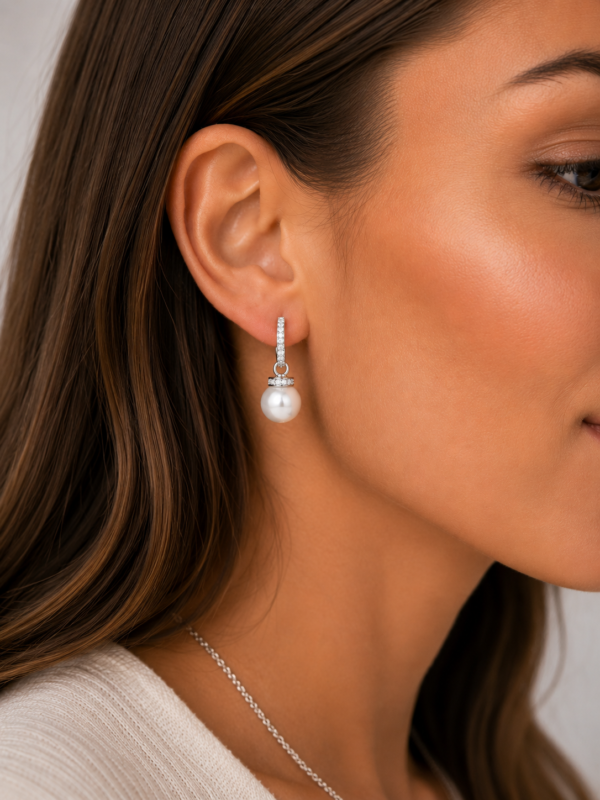 Kolczyki Pearl Harmony Silver rodowane srebro 925 z perłą
