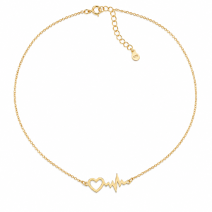 Heartbeat Gold – naszyjnik pozłacane srebro 925 z sercem i linią życia