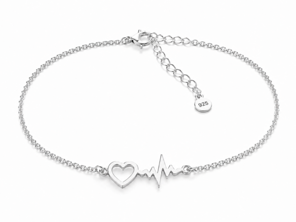 Heartbeat Silver – bransoletka srebrna 925 z sercem i linią życia
