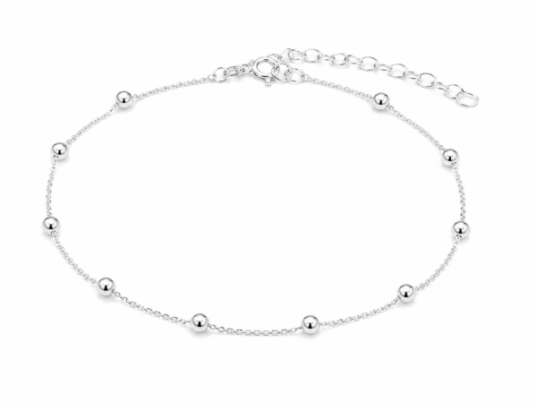 Anklet Mirror Beads Silver – srebrna bransoletka na kostkę z lustrzanymi kuleczkami ze srebra 925.