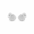 Kolczyki muszelki ze srebra 925 rodowanego z cyrkoniami Seashell Spark Silver