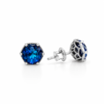 Blue Lotus Silver – kolczyki z oksydowanego srebra 925 z kryształem Bermuda Blue